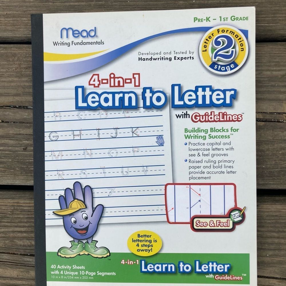 MEAD WRITING FUNDAMENTALS 4 in 1 LEARN TO LETTER PAPERBACK WORKBOOK PRE K FIRST
